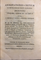 Portada de libro Annotationes Criticae in Revelationes Sancti Raphaelis Archangeli...