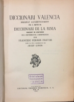 Portada de libro Diccionari Valencia ordenat alfabeticament per a servir de Diccionari...