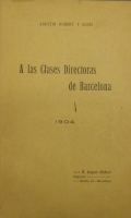 Portada de libro A las Clases Directoras de Barcelona. 1904