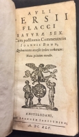 Portada de libro Auli Persii Falcci Satyrae Sex. Cum Posthumis commentariis Ioannis...
