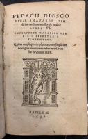 Portada de libro Simplicium Medicamentorum, reiq, medicae Libri VI. Interprete Marcelo...