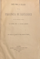 Portada de libro Datos para la Geología de la Provincia de Santander