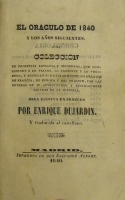 Portada de libro El Oráculo De 1840 y Los Años Siguientes